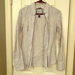 American Eagle Ruffle Collar Button Up Shirt